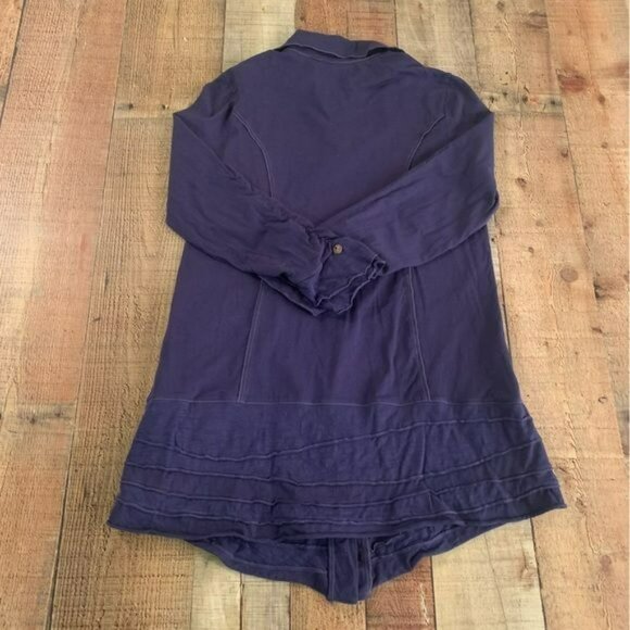 Neon Buddha purple asymmetrical button down long sleeve tunic top -S - Picture 10 of 10